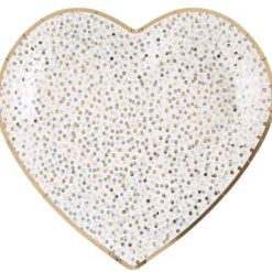 10 assiettes en carton en forme de cœur FSC® - 22,5 x 20 cm - Collection Girl & Boy - Couleur au choix