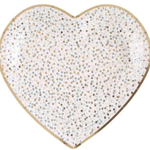 10 assiettes en carton en forme de cœur FSC® - 22,5 x 20 cm - Collection Girl & Boy - Couleur au choix