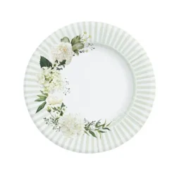 8 assiettes en carton - Floral White - 21 cm