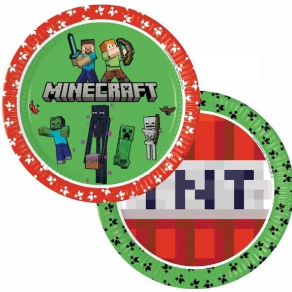 8 assiettes en carton FSC® - 23 cm - Minecraft™