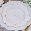 8 assiettes en carton FSC® - Diamètre 23 cm - Collection Baptême Crème et Or