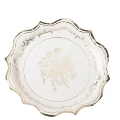 8 assiettes en carton FSC® - Diamètre 23 cm - Collection Vintage Doré