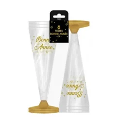 10 assiettes en carton FSC® - Nouvel An - Diamètre 22,5 cm - Collection Bonne Année Golden