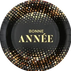 10 assiettes en carton FSC® - Nouvel An - Diamètre 22,5 cm - Collection Bonne Année Golden