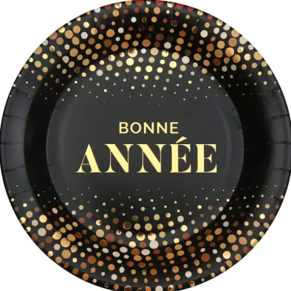 10 assiettes en carton FSC® - Nouvel An - Diamètre 22,5 cm - Collection Bonne Année Golden