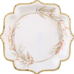 10 assiettes en carton FSC® - 21 x 21 cm - Collection Feuillage - Couleur au choix