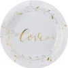 10 Assiettes en Carton "Just Married" - Or