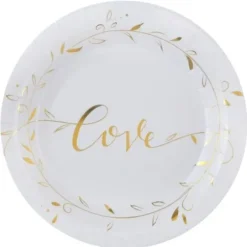 10 Assiettes en Carton "Just Married" - Or