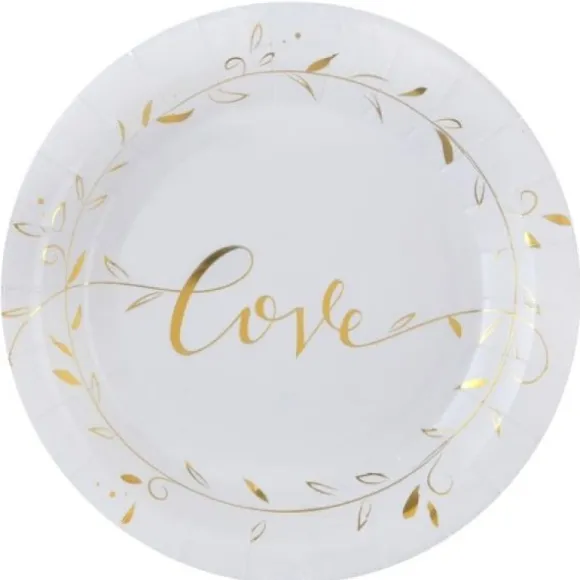 10 Assiettes en Carton "Just Married" - Or