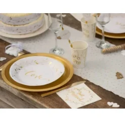 10 Assiettes en Carton "Just Married" - Or