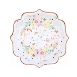 10 Assiettes en carton - Mariage Fleuri - 21 cm