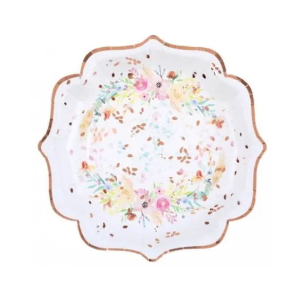 10 Assiettes en carton - Mariage Fleuri - 21 cm