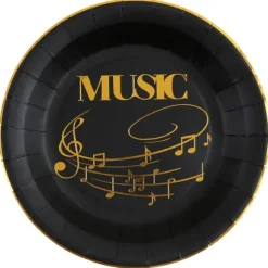 10 Assiettes en carton Musique - Or