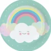 8 Assiettes en Carton - Nuage et Arc-en-Ciel
