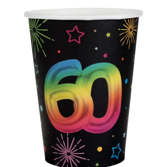 6 assiettes en carton pour anniversaire - Diamètre 22,5 cm - Collection Festicolor - Âge au choix