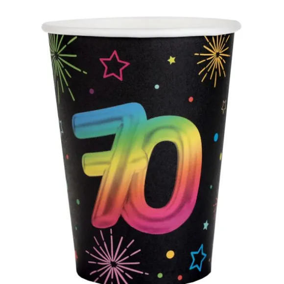 6 assiettes en carton pour anniversaire - Diamètre 22,5 cm - Collection Festicolor - Âge au choix