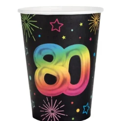 6 assiettes en carton pour anniversaire - Diamètre 22,5 cm - Collection Festicolor - Âge au choix