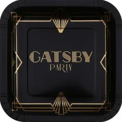 10 assiettes en carton - 23 x 23 cm - Collection Gatsby