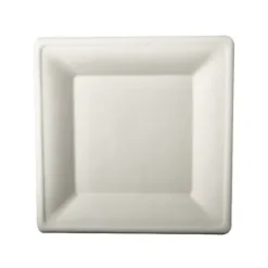 50 assiettes en fibre de canne à sucre "pure" - 26 x 26 cm