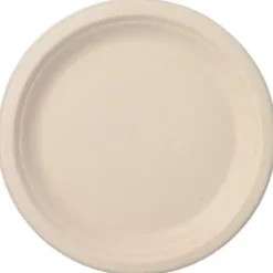 50 assiettes en fibre de canne à sucre "pure" sans compartiments - Diamètre 23 cm