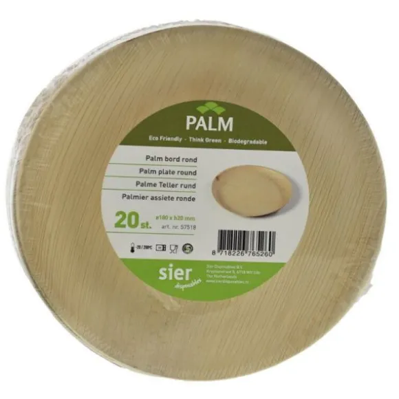 20 Assiettes en palmier - Bord Rond - 18 cm