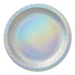 10 assiettes iridescentes en carton - Diamètre 22 cm