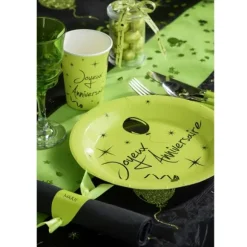10 Assiettes "Joyeux Anniversaire" - Vert