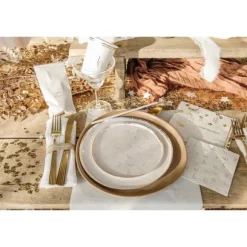 6 assiettes "Joyeux Anniversaire" en carton - Diamètre 23 cm - Collection Gold'n Age - Âge au choix