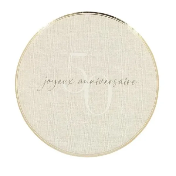 6 assiettes "Joyeux Anniversaire" en carton - Diamètre 23 cm - Collection Gold'n Age - Âge au choix
