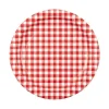 10 assiettes à motifs vichy en carton - Diamètre 18 cm