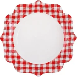 10 assiettes à motifs vichy en carton - 21 x 21 cm - Collection À la campagne