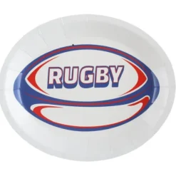 10 assiettes ovales en carton FSC® - 25 x 20,5 cm - Collection Rugby