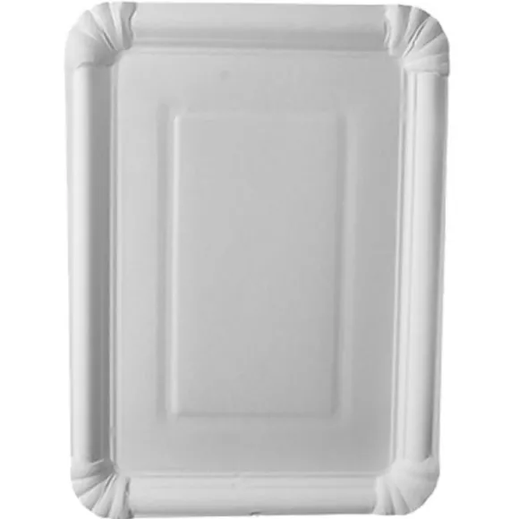 25 Assiettes Rectangulaires Blanches en Carton - Pure - 21,5 x 29 cm