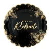 6 assiettes "Vive la Retraite" en carton - Diamètre 23 cm - Collection Retraite Dorée - Couleur au choix