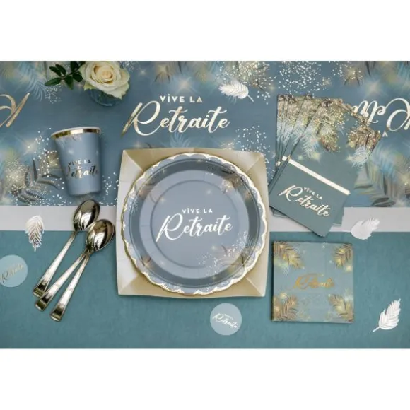 6 assiettes "Vive la Retraite" en carton - Diamètre 23 cm - Collection Retraite Dorée - Couleur au choix