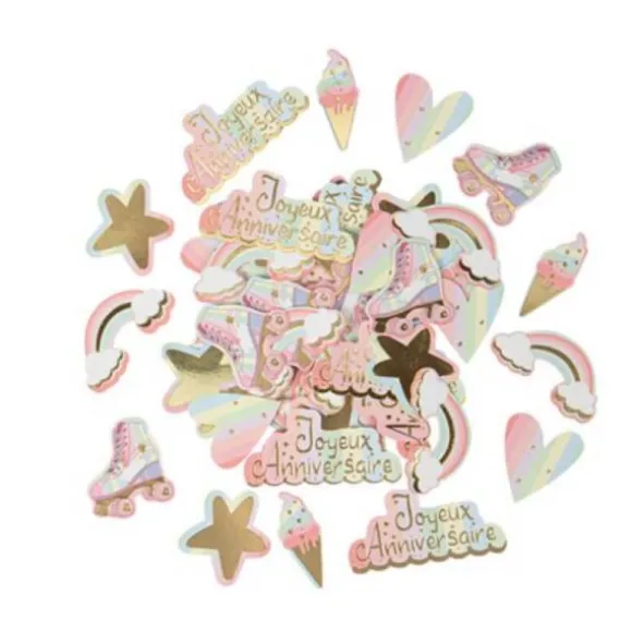 Assortiment de 100 Confettis - Collection Mahault Pastel et Or
