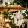 Attrape Rêves Macramé et Pompons Blanc