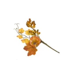 Automne - Décoration sur pique - Citrouille et feuilles