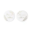 2 badges "Marraine Adorée / Parrain Adoré" FSC® - Diamètre 5 cm - Collection Communion Blanc et Or