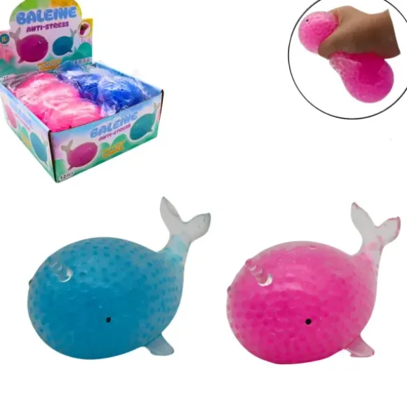 Baleine Anti-Stress avec billes - 14 cm - Couleur Aléatoire