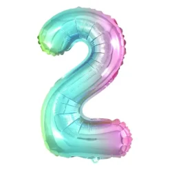 Ballon à air Chiffre Iridescent Arc-en-ciel - 66 cm - Chiffre au Choix