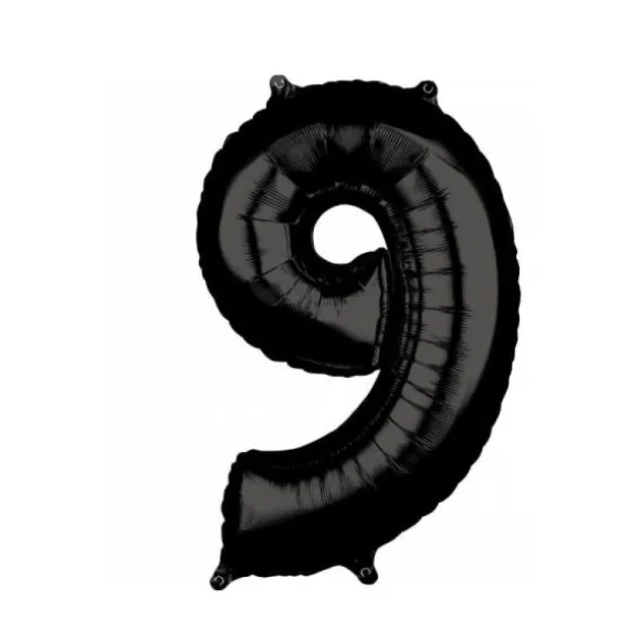 Ballon à air Chiffre Noir - 66 cm - Chiffre au Choix