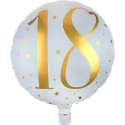 Ballon Anniversaire - Blanc et Or - 18 ans