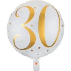 Ballon Anniversaire - Blanc et Or - 30 ans
