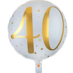 Ballon Anniversaire - Blanc et Or - 40 ans