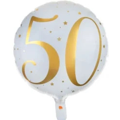 Ballon Anniversaire - Blanc et Or - 50 ans
