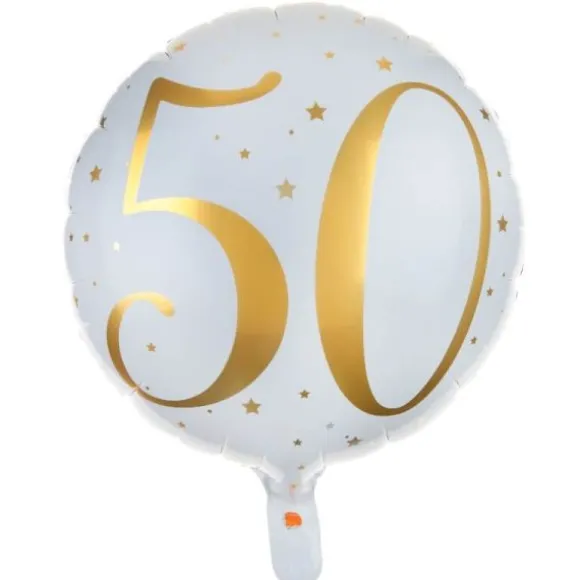 Ballon Anniversaire - Blanc et Or - 50 ans