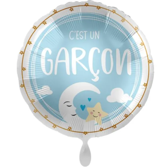 Ballon en aluminium arrondi pour Gender Reveal - Diamètre 43 cm - Modèle au choix
