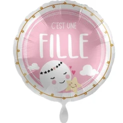 Ballon en aluminium arrondi pour Gender Reveal - Diamètre 43 cm - Modèle au choix