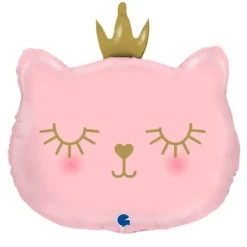 Ballon en aluminium Chaton Princesse Rose - 66 cm
